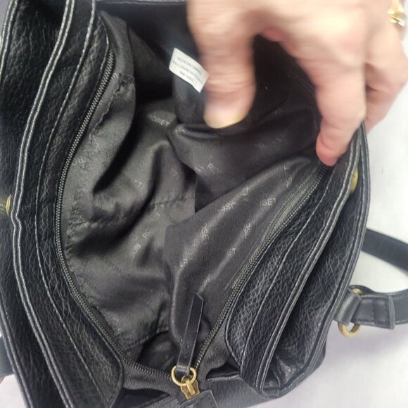 Rosetti Black Textured Shoulder Bag With Gold Accents & Multiple Compartments - Picture 7 of 11